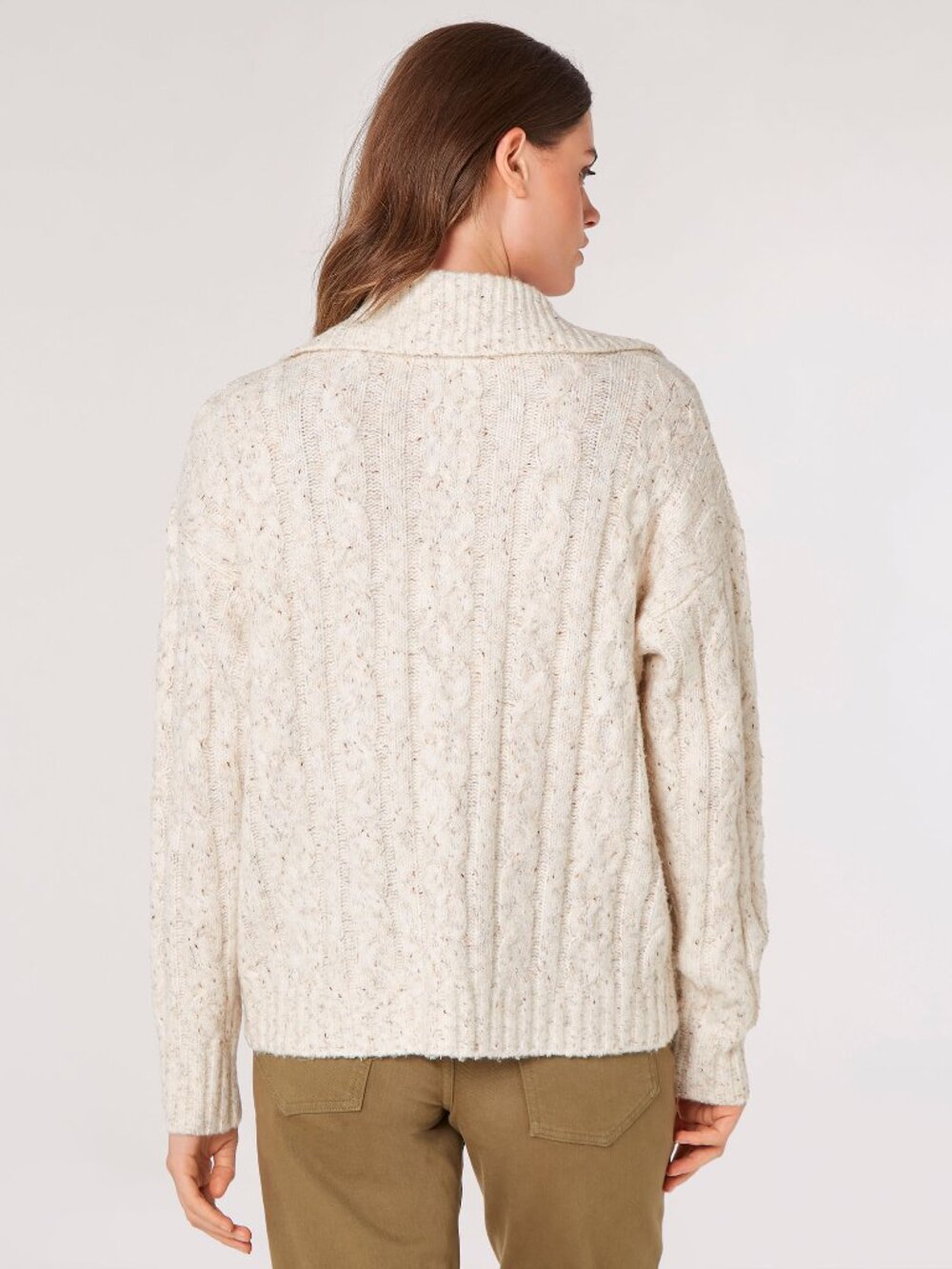 Chunky Cable Knit Collared Cardi - Picture 11 of 11